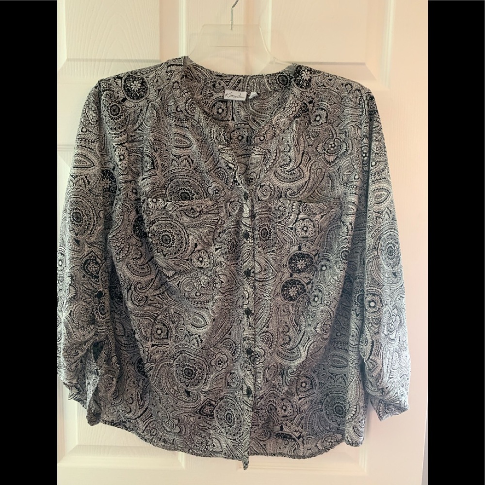 Black and white dress blouse
